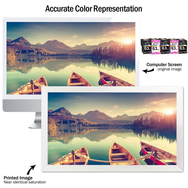 Cartlee خراطيش حبر معاد تصنيعها من كارتلي بديل لـ HP 63XL 63 XL لطابعات Envy 4512 4520 DeskJet 3632 2130 1110 1112 2132 3630 3634 3636 3637 OfficeJet 3830 3833 4650 4652 5255 5258 باللون الأسود واللون - Image 4